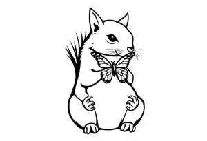 A Squirrel with a butterfly in hands tattoo idea