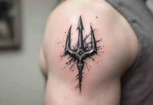 trident ripping thru skin tattoo idea