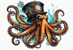 Octopus steampunk tattoo idea