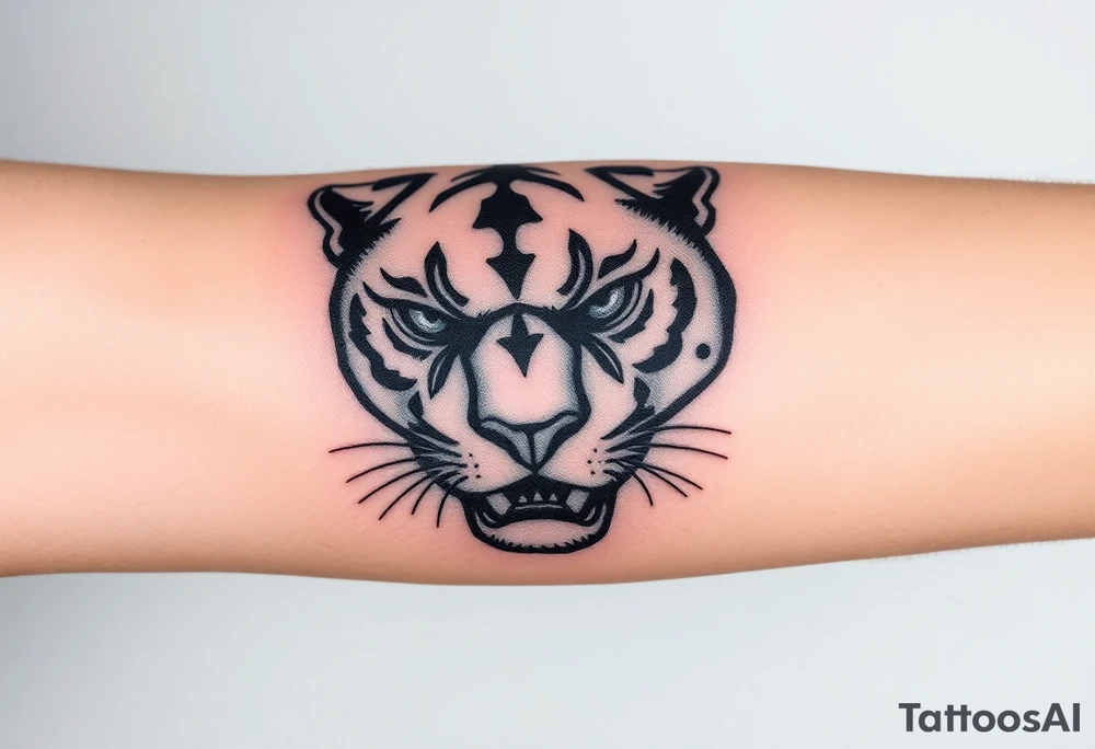 Improvise some design around a full black panther tattoo idea