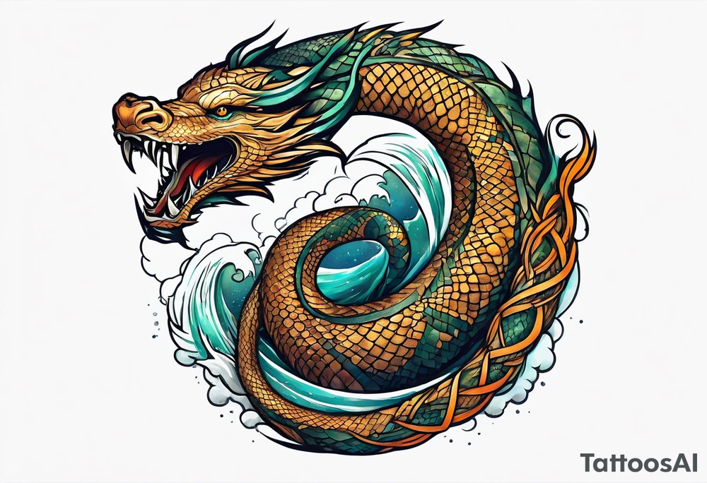 a Sleeve tattoo Jörmungandr the World Serpent, as depicted in God of War. tattoo idea