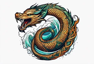 a Sleeve tattoo Jörmungandr the World Serpent, as depicted in God of War. tattoo idea