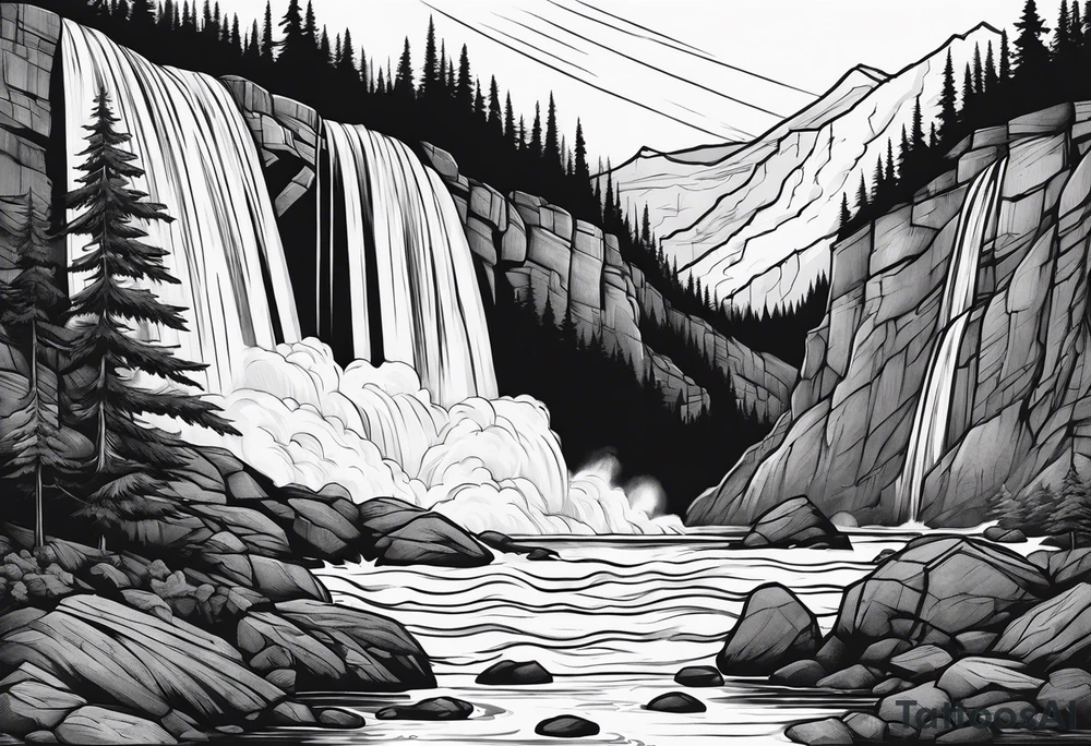 A giant from the Canadian folklore the sleeping giant sleeping under a waterfall tattoo idea