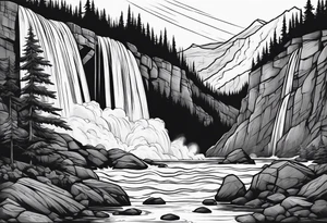 A giant from the Canadian folklore the sleeping giant sleeping under a waterfall tattoo idea