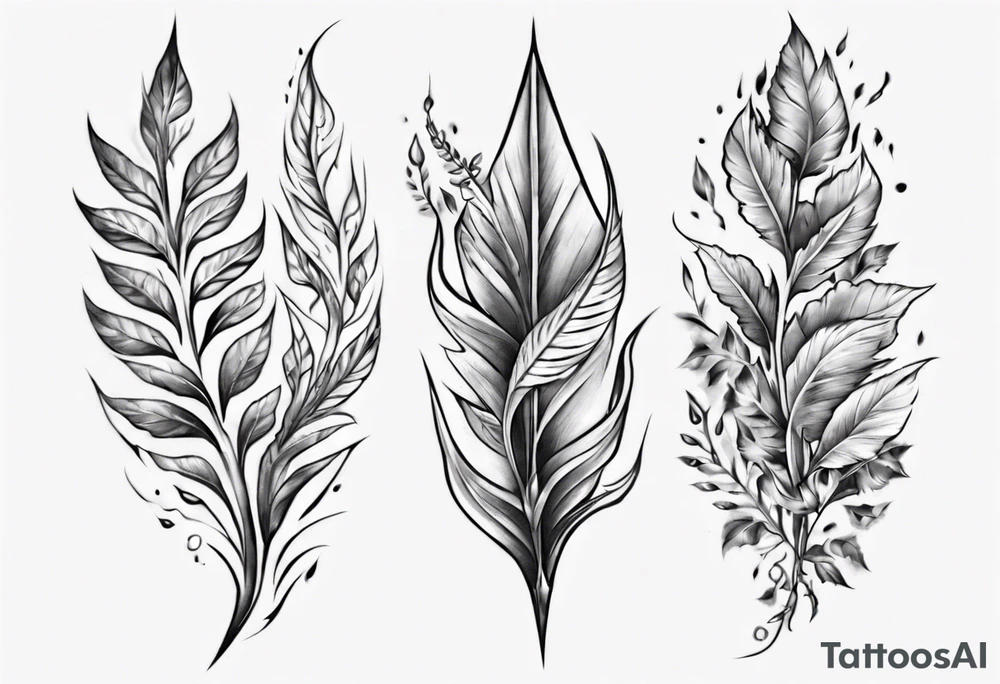 full arm. pointy leaves tattoo idea