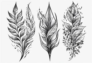 full arm. pointy leaves tattoo idea