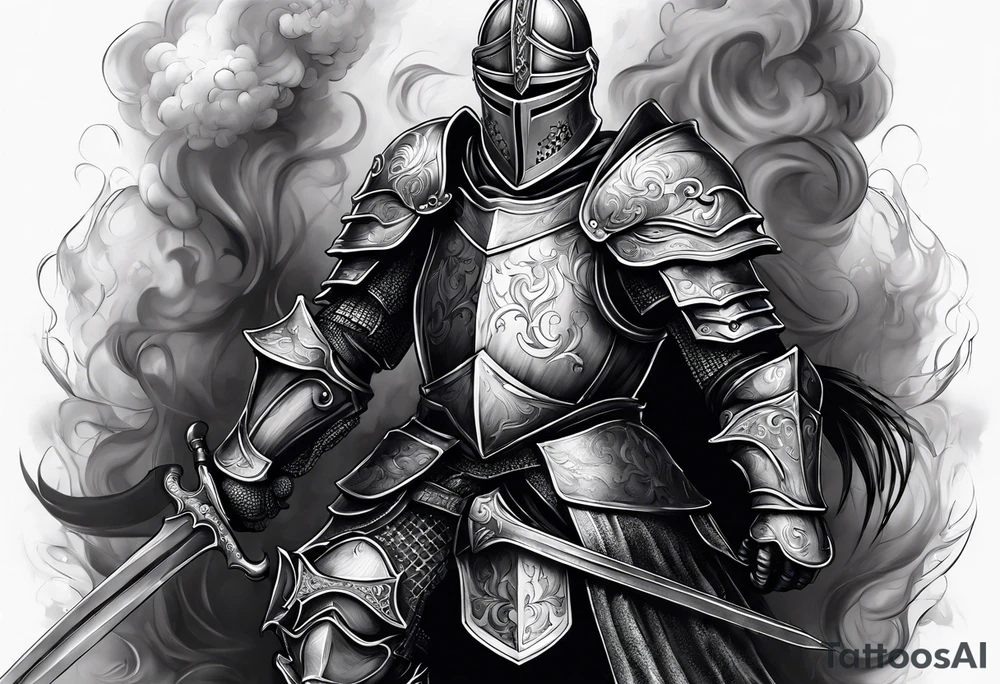 Knight with smoke tattoo idea