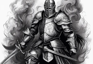 Knight with smoke tattoo idea