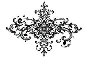 mytical shaman and witch ornament with ancient rhyme tattoo idea