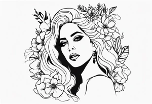 silhueta lady gaga com flores tattoo idea