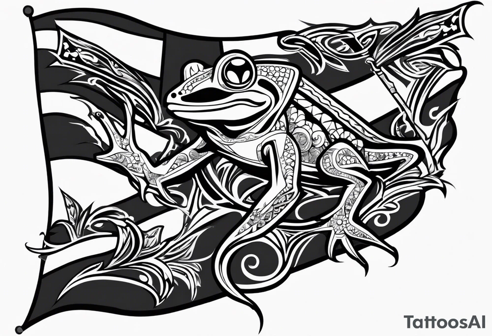Tribal coqui wearing puerto rican flag tattoo idea