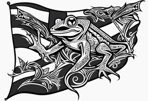 Tribal coqui wearing puerto rican flag tattoo idea