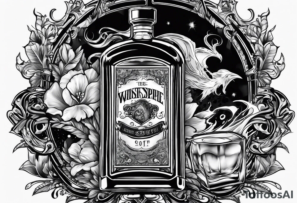 shock of whiskey but the ice cube is a ghost tattoo idea