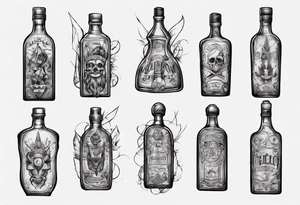 Old alcohol bottles tattoo idea