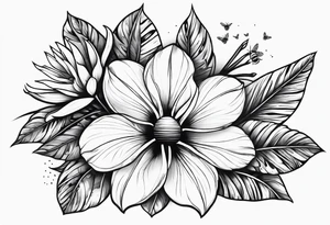 hawaiian flower and bee tattoo idea