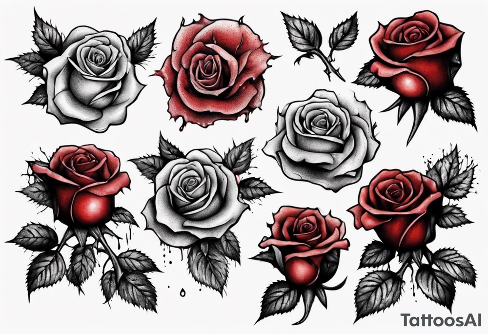 the top of a rose that is bleeding tattoo idea