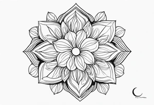 Étoile lune fleur avec prénoms Timoté Valentin Clémentine tattoo idea