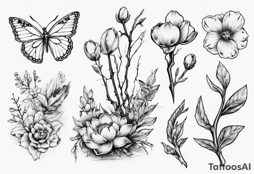 Small nature spring beside a oka tattoo idea