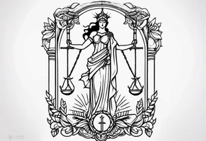 Forearm tattoo of the goddess Justicia tattoo idea