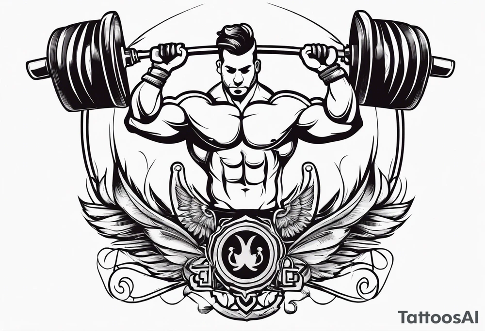 Simple design with elements linked to bodybuilding travel and freedom tattoo idea