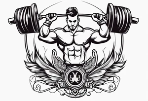 Simple design with elements linked to bodybuilding  travel and freedom tattoo idea