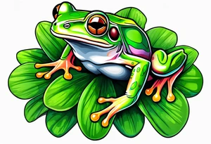 Tree frog in clover tattoo idea