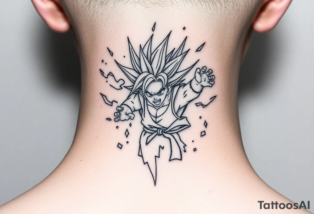 legendary dragonball z scene with energy aura and power effects tattoo idea
