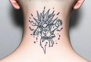 legendary dragonball z scene with energy aura and power effects tattoo idea
