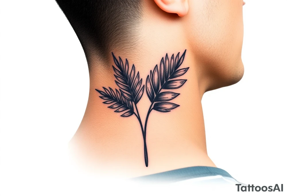 palm leaves neck tattoo tattoo idea