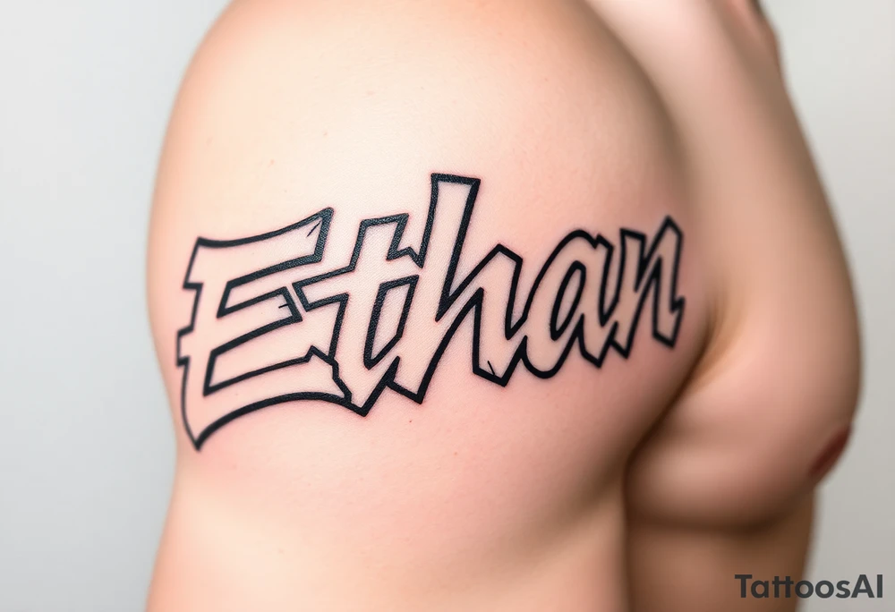 The name Ethan in graffiti tattoo idea