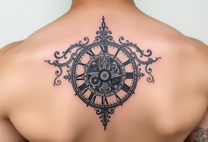 vintage roman numerals within ornate clockwork mechanism tattoo idea