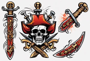 A pirate sword in American traditional style for a forearm tattoo idea