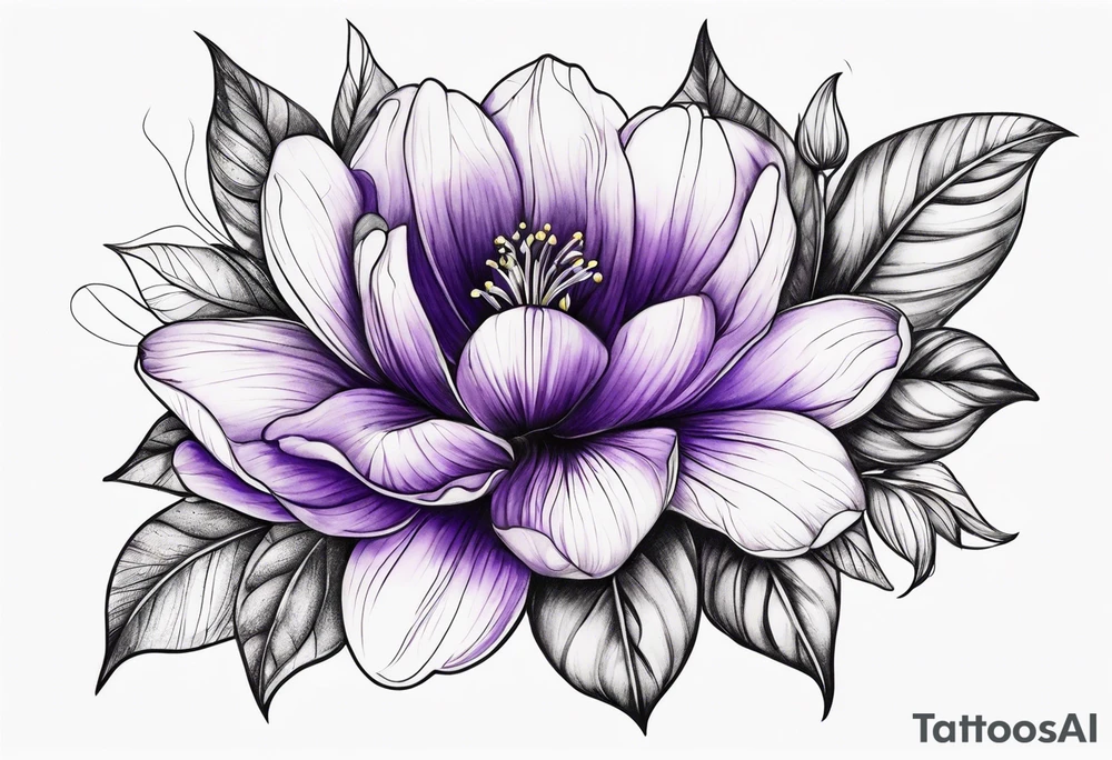 Violet flower tattoo idea