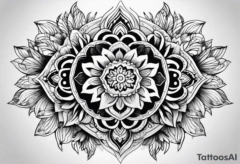 flower mandela hip piece tattoo idea
