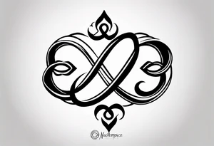 Infinity symbol with a letter B and 2 letter J’s tattoo idea