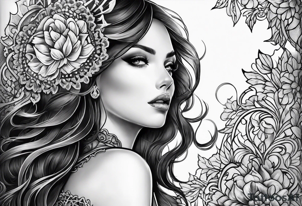 ripped lace over armor tattoo idea