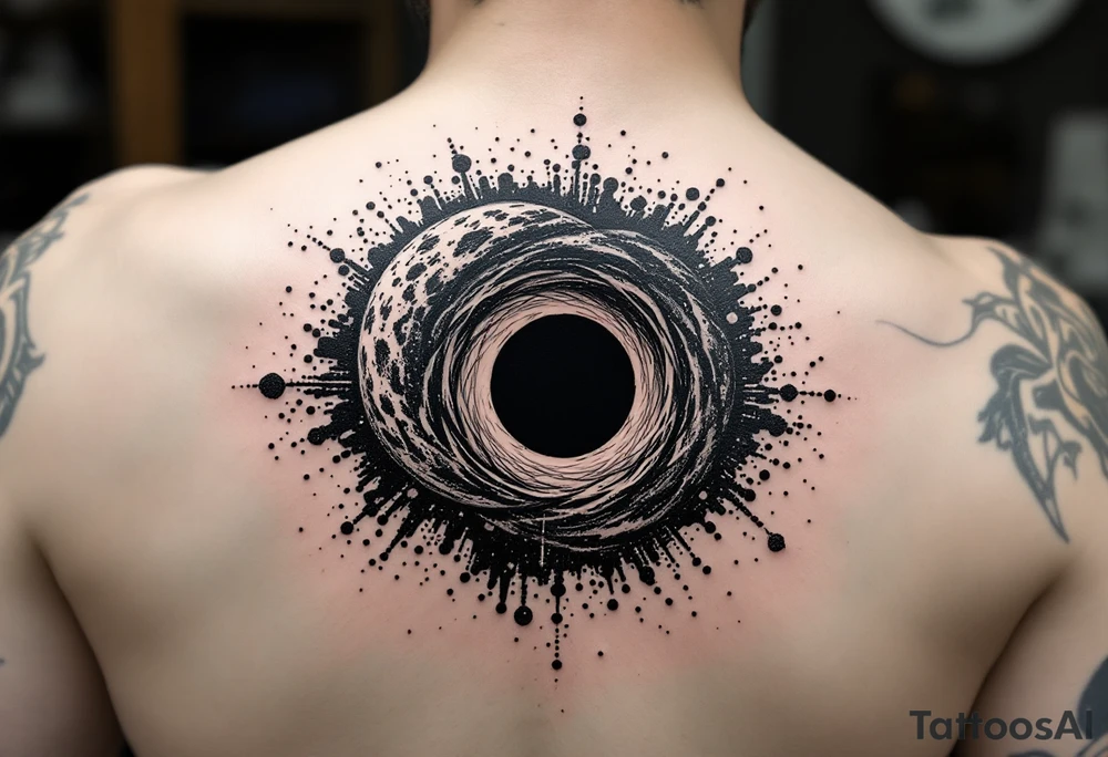 2 different worlds on both sides of a black hole tattoo idea