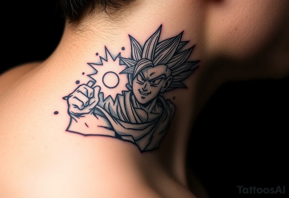 legendary dragonball z scene with energy aura and power effects tattoo idea