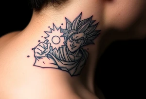 legendary dragonball z scene with energy aura and power effects tattoo idea