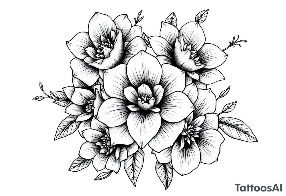 ornaments of flowers tattoo idea