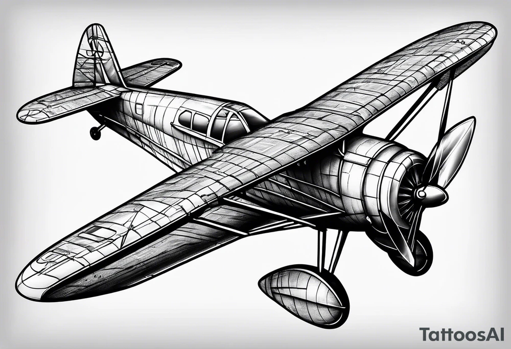 sketch of adventure plane in perspective from the bottom tattoo idea