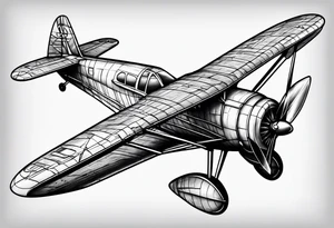 sketch of adventure plane in perspective from the bottom tattoo idea