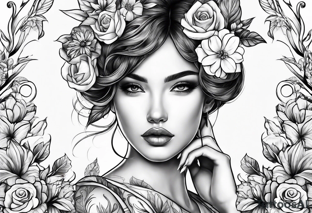 "Love yourself first"  with flowers tattoo idea