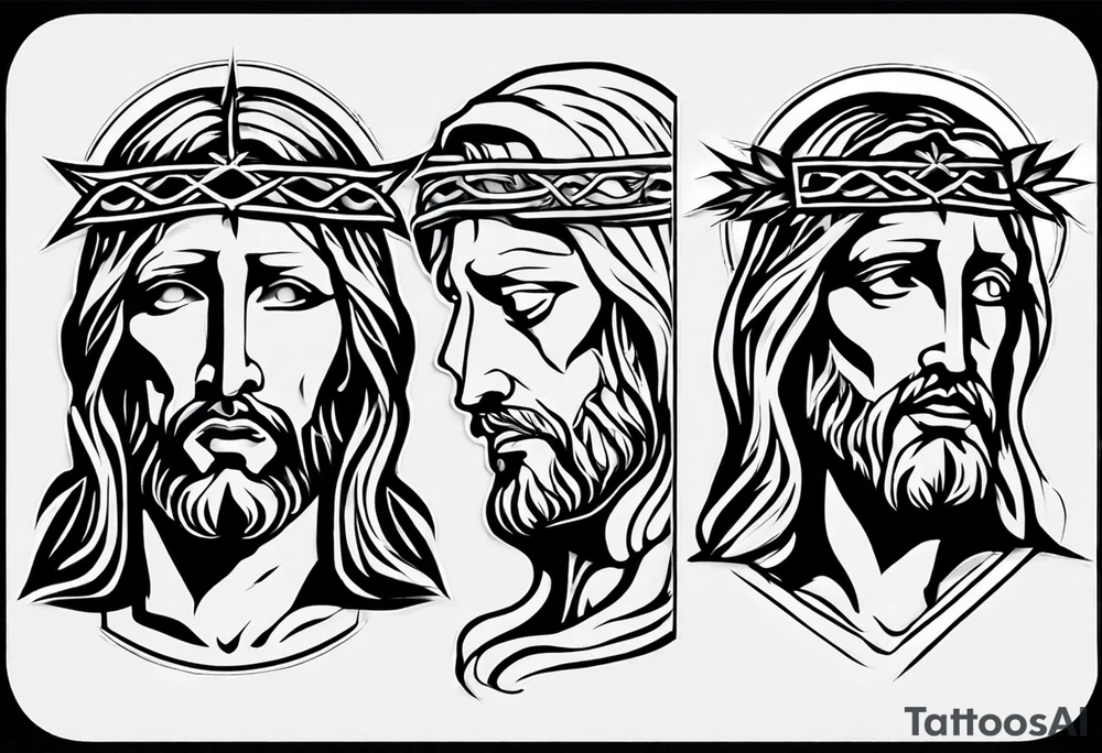 Simple Jesus face statue tattoo idea