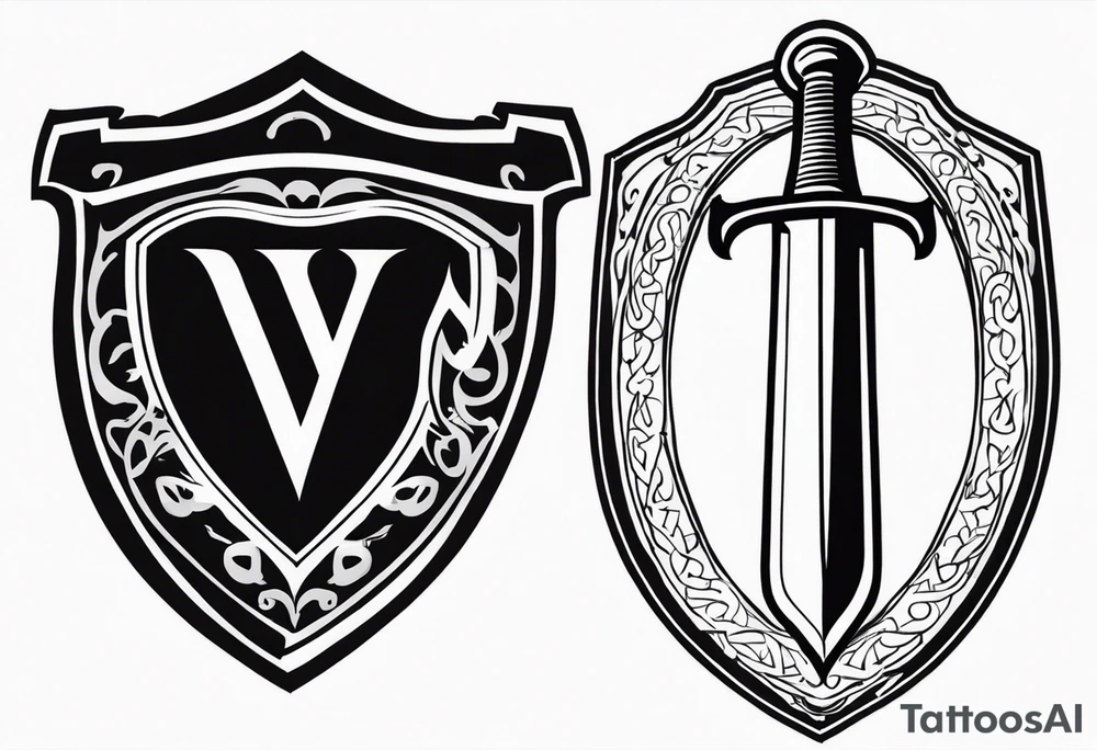 Valhalla steps round
shield sword tattoo idea