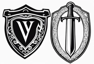 Valhalla  steps round 
 shield sword tattoo idea