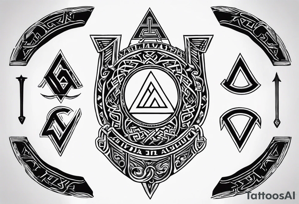 Valhalla shield valknut axe steps tattoo idea