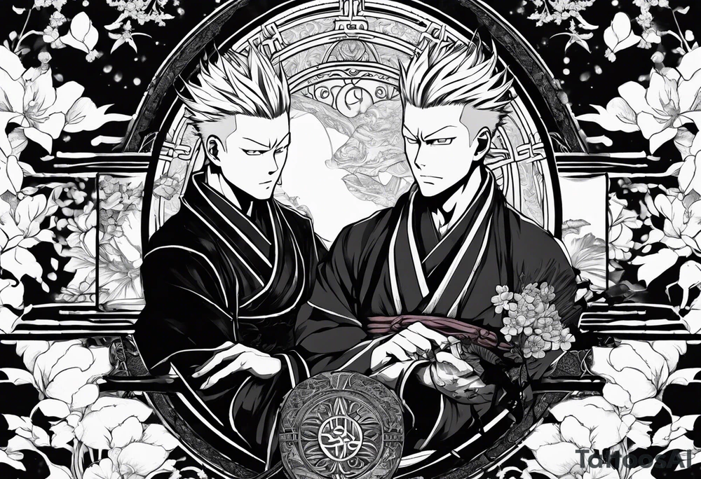 Toji zenin from jujutsu kaisen as a tarot card tattoo idea