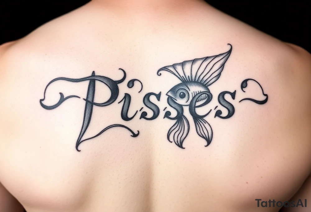 From the word “Pisces” around the word female characteristics of the zodiac unique tattoo idea