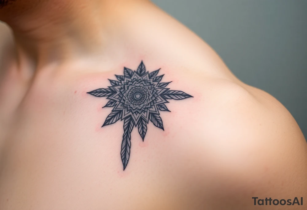 spiritual feathers ornamental mandala shaman tattoo idea